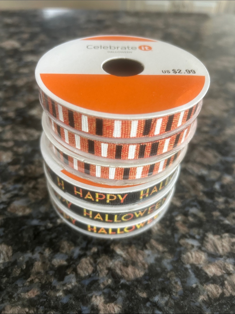 CELEBRATE IT HALLOWEEN RIBBON 3/8"x3YD LOT OF 6 NWT